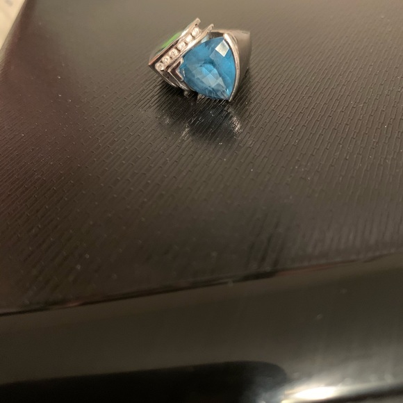 white gold, blue topaz ring with diamond accents🎉host pick🎉 - Picture 3 of 9